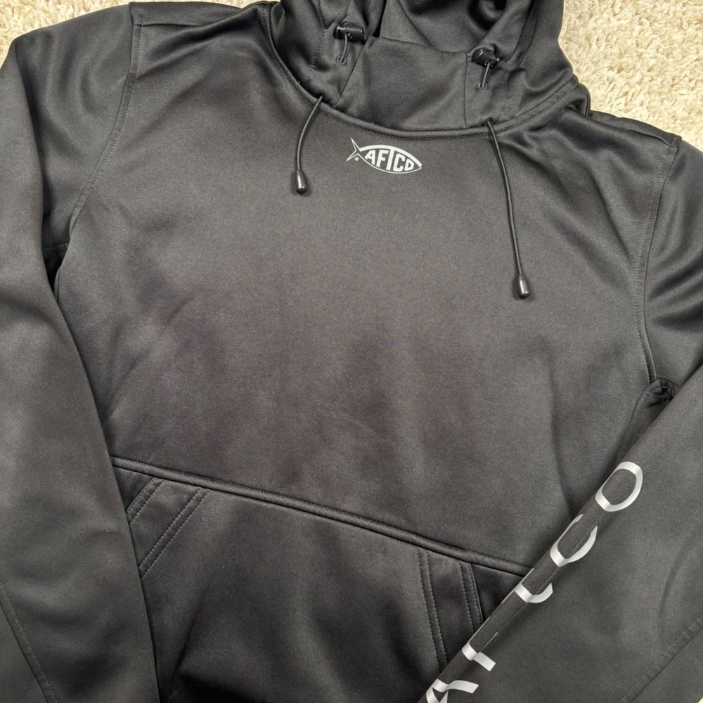 AFTCO Hoodie Men Medium Black Reaper Fishing Pullover Mask AFTECH